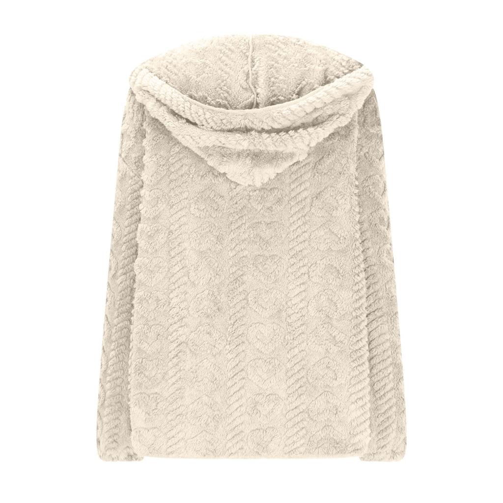Women's Winter Clothing Women Hooded Cardigan Fuzzy Jacket Winter Open Front Fleece Coat Outwear