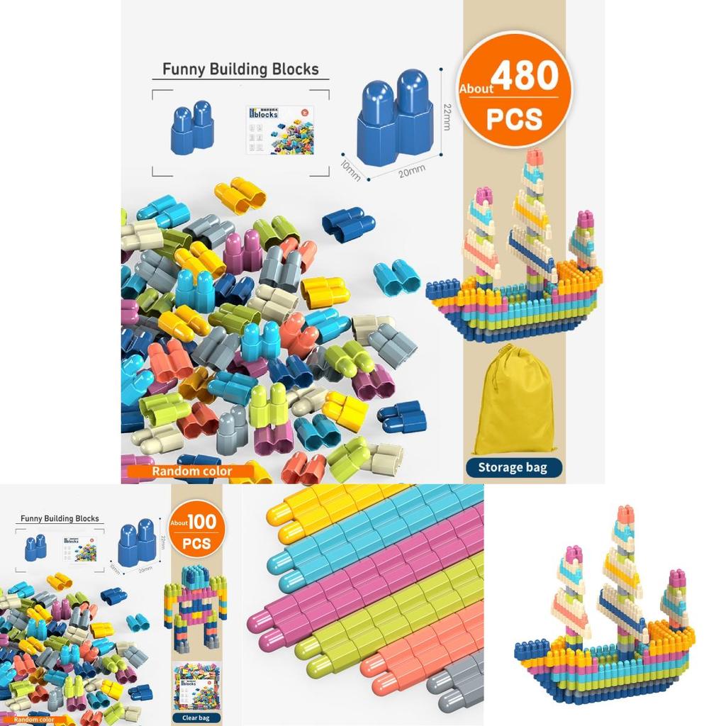 Plastic Bullet Head Granule Building Blocks Logo Branding And Customization Packaged In Drawstring Bag