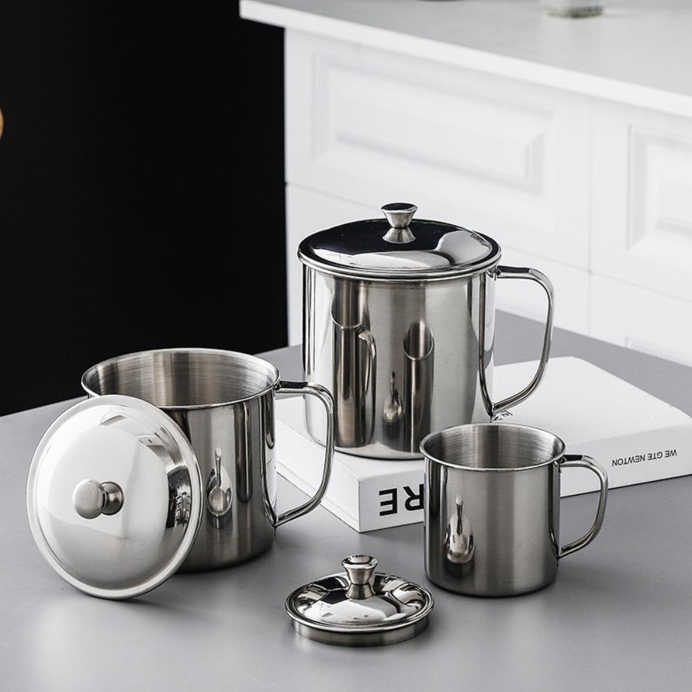 with Lid Stainless Steel Water Cup Portable Cold Drink Cup Gargle Cups Coffee Mug Office Use