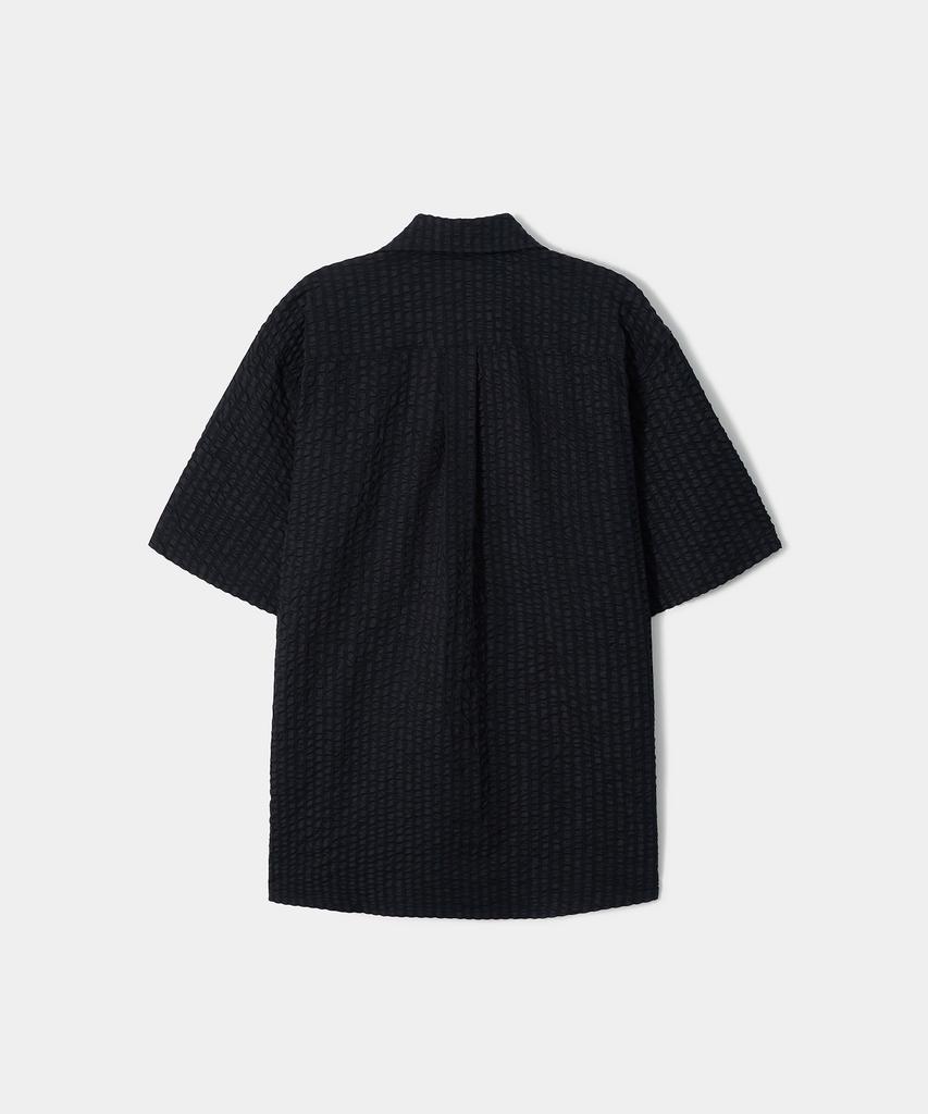 TRIP LE SENS Air Wave Seersucker Half Shirt_Navy