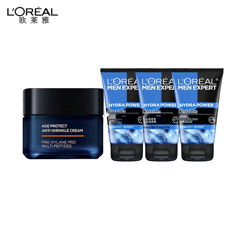 Набор L'Oréal Men Expert Код молодости Крем против морщин и Очищающее средство Aqua Power