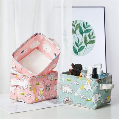 Хлопок и лен с рисунком из мультфильмов, с ручкой, настольная игрушка, коробка для хранения закусок, креативная косметика, тканевая корзина для хранения