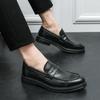 Men's Leather Shoes Slip On Daily Banquet Casual Loafers Shoes Outdoor Fashion Solid Black Brown Brogue Men Office Work Shoes