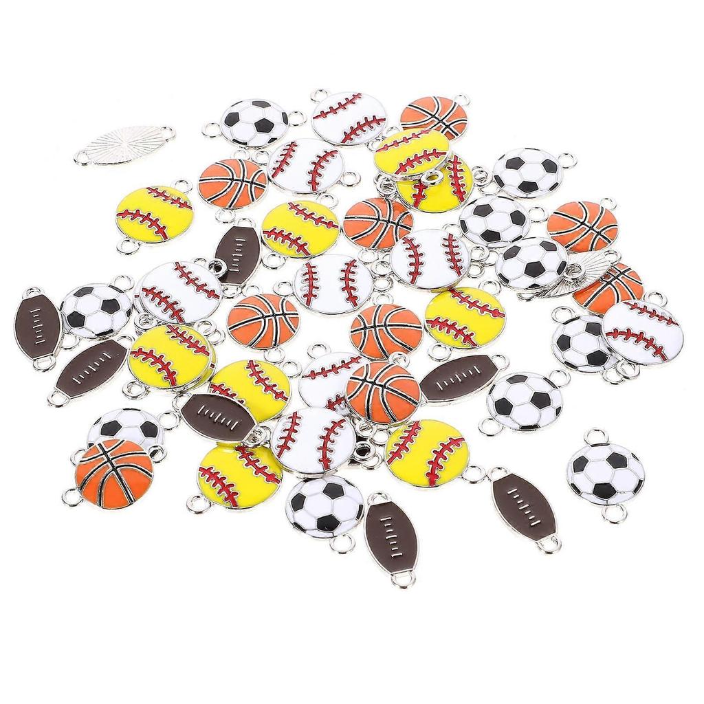 Jewelry Making Pendants Sports Ball Charms Mixed Style Assorted Color Hanging Charms Ball Shape Diy Jewelry Makers 50Pcs