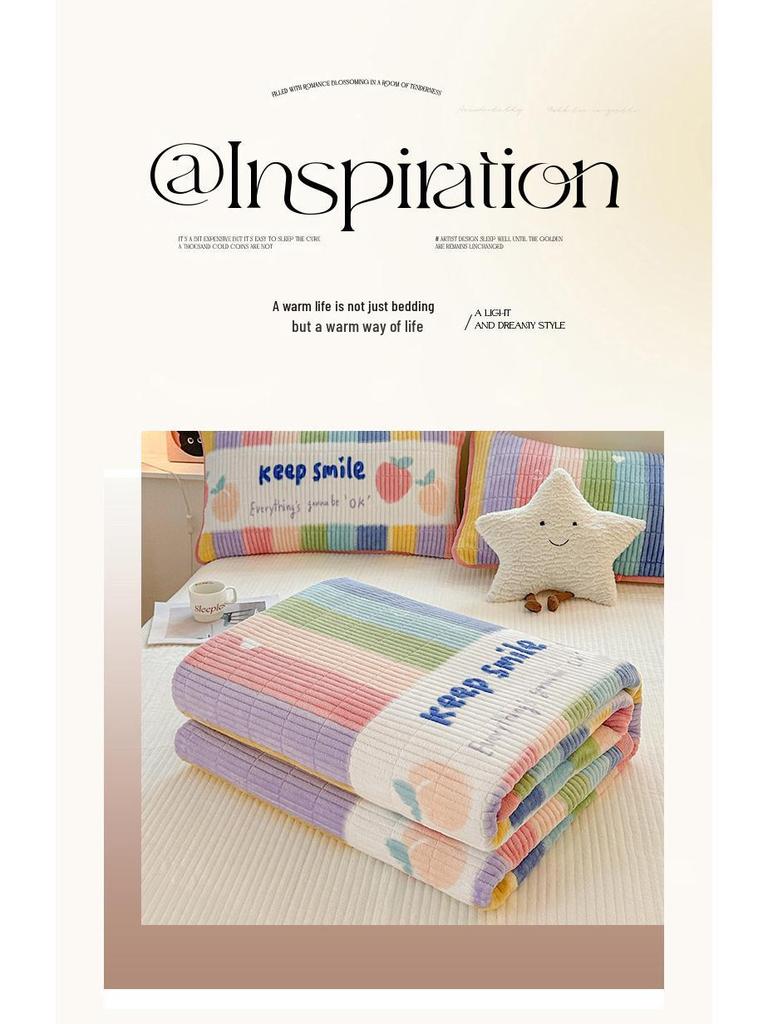 Утолщенное бархатное стеганое одеяло и покрывало, набор из 3 предметов: Теплое зимнее постельное белье и наматрасник