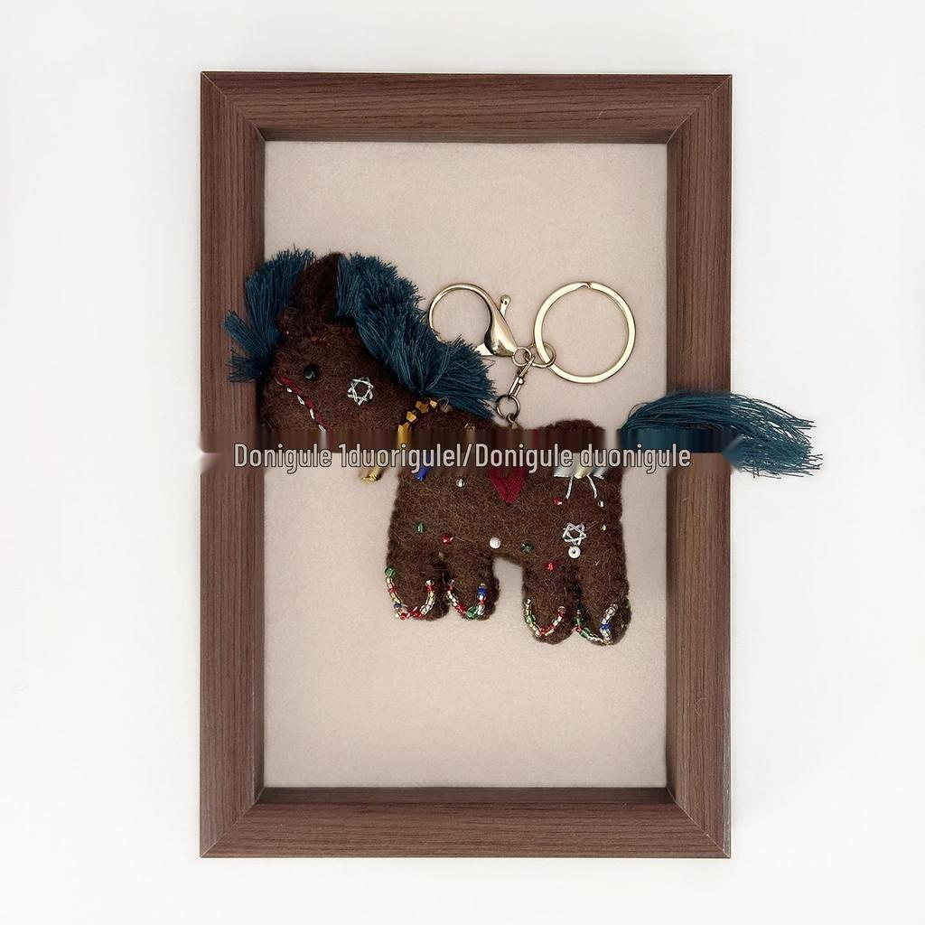 Непал Ручная работа Шерстяной войлок Пони Кисточка Сумка Брелок-брелок Украшение