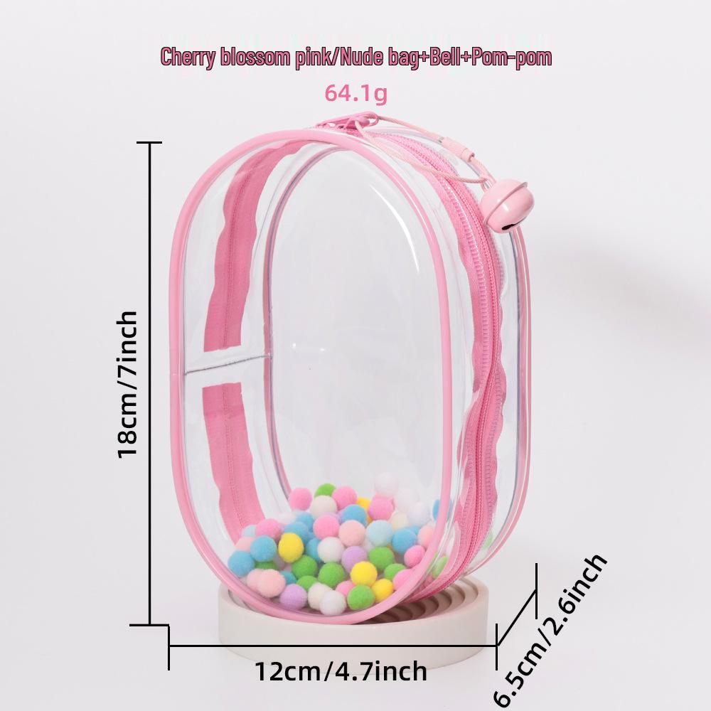 High-Transparency Thickened PVC Cotton Doll Storage Bag - Dustproof, Cute, Hanging, Transparent Q Round Design
