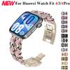 Металлический+Кожаный Ремешок для Huawei Watch Fit 4/3 Браслет Женские Умные Часы Запасной Браслет Huawei Watch Fit 4/4 Pro Браслет Ремень