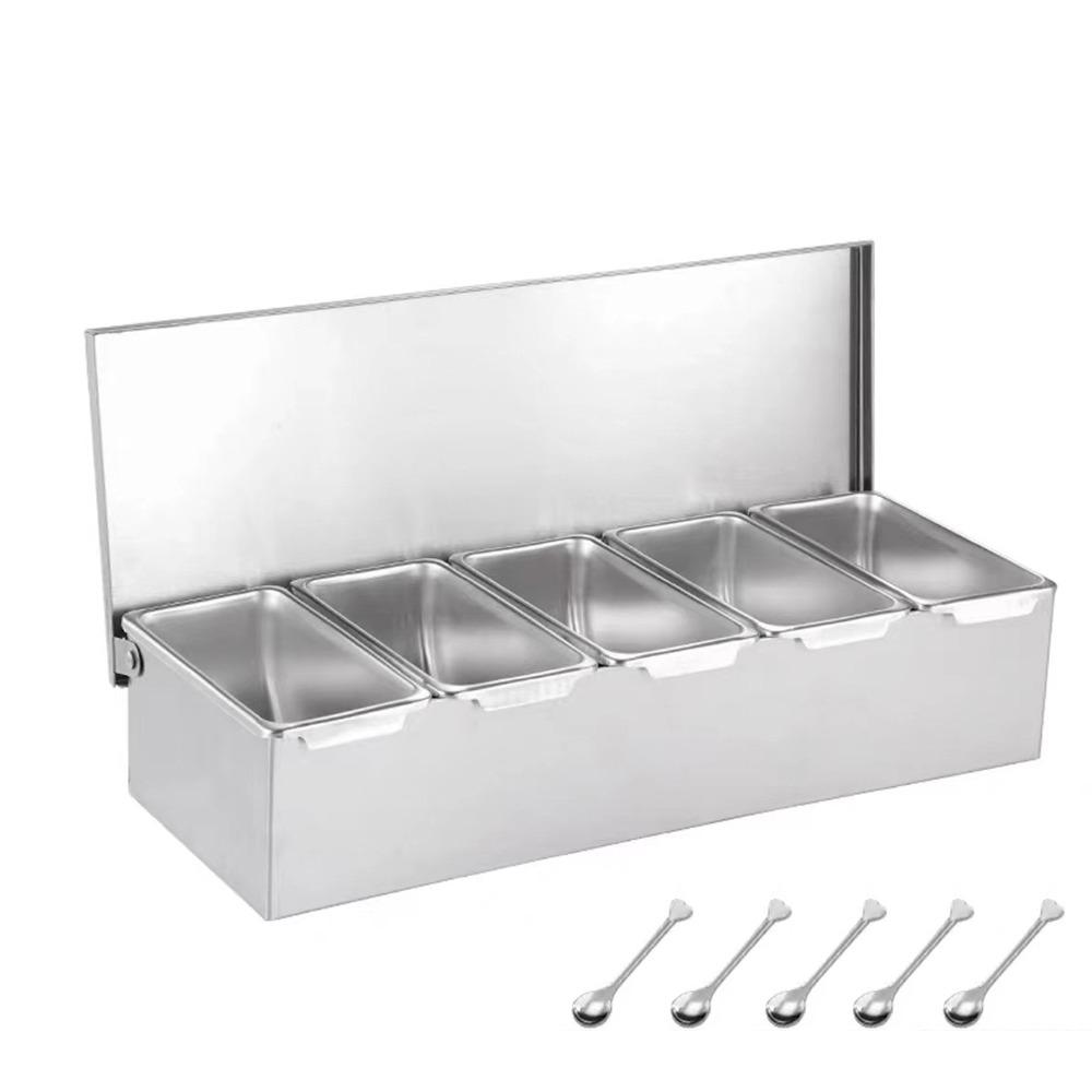 Creative Spice Storage Box 2/3/4/5/6 Grids Kitchen Spice Rack Condiment Jar Organizer Cooking Tool