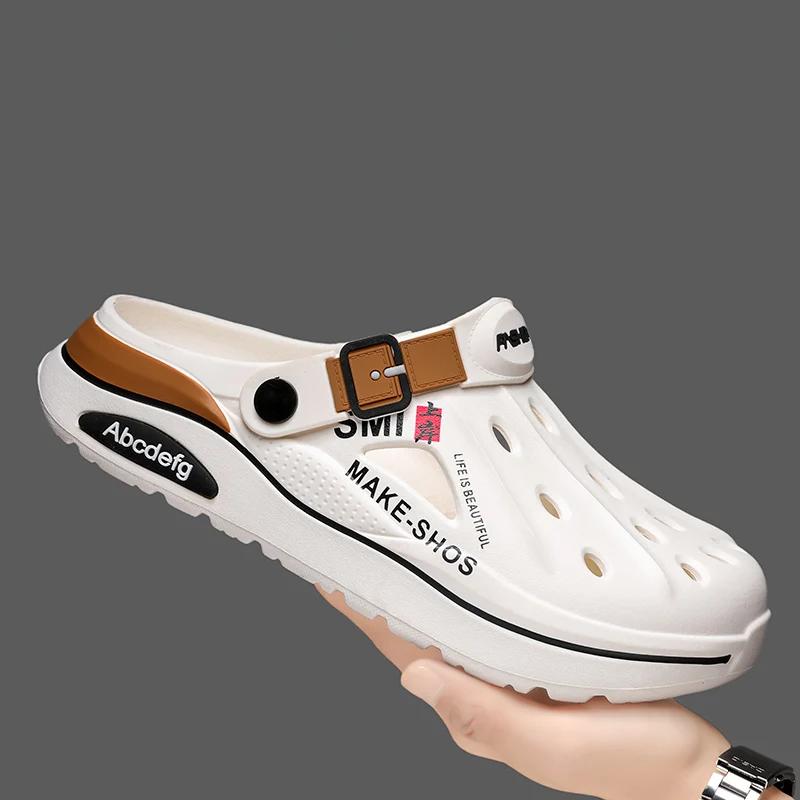 Fashion Summer Men Clogs Non-slip Thick-soled Casual Shoes Outerwear Beach Soft-soled Baotou Slippers Men's Slippers Sandals