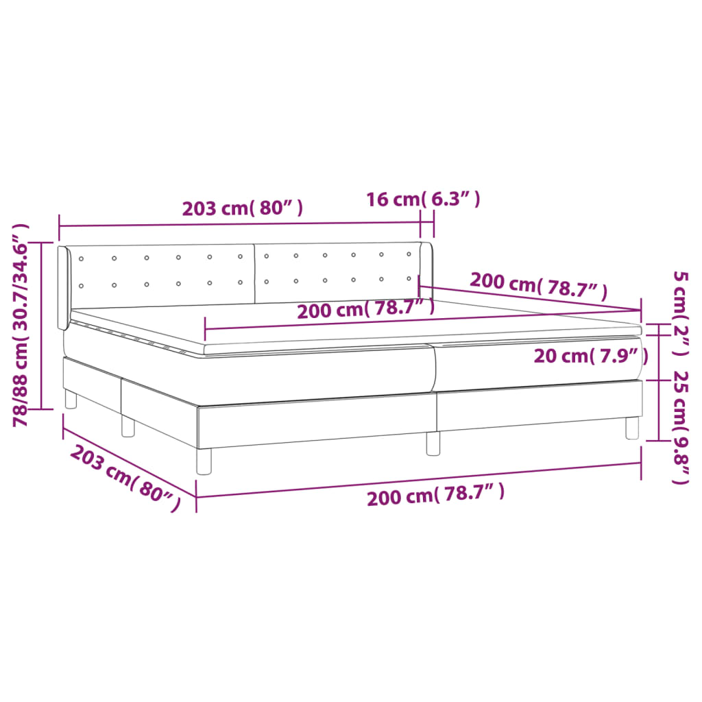 Vidaxl Łóżko Kontynentalne Z Materacem, Ciemnoszara Tkanina 200X200 Cm