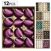12Pcs/Set 6CM Velvet Christmas Ball Ornament Shatterproof Plastic Reusable Holiday Xmas Tree Hanging Flocked Ball Decoration Pendant
