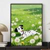 Disney diamond art painting kit 5D handmade diy diamond painting, home wall decoration of a dalmatian puppy in a field of dandelions.