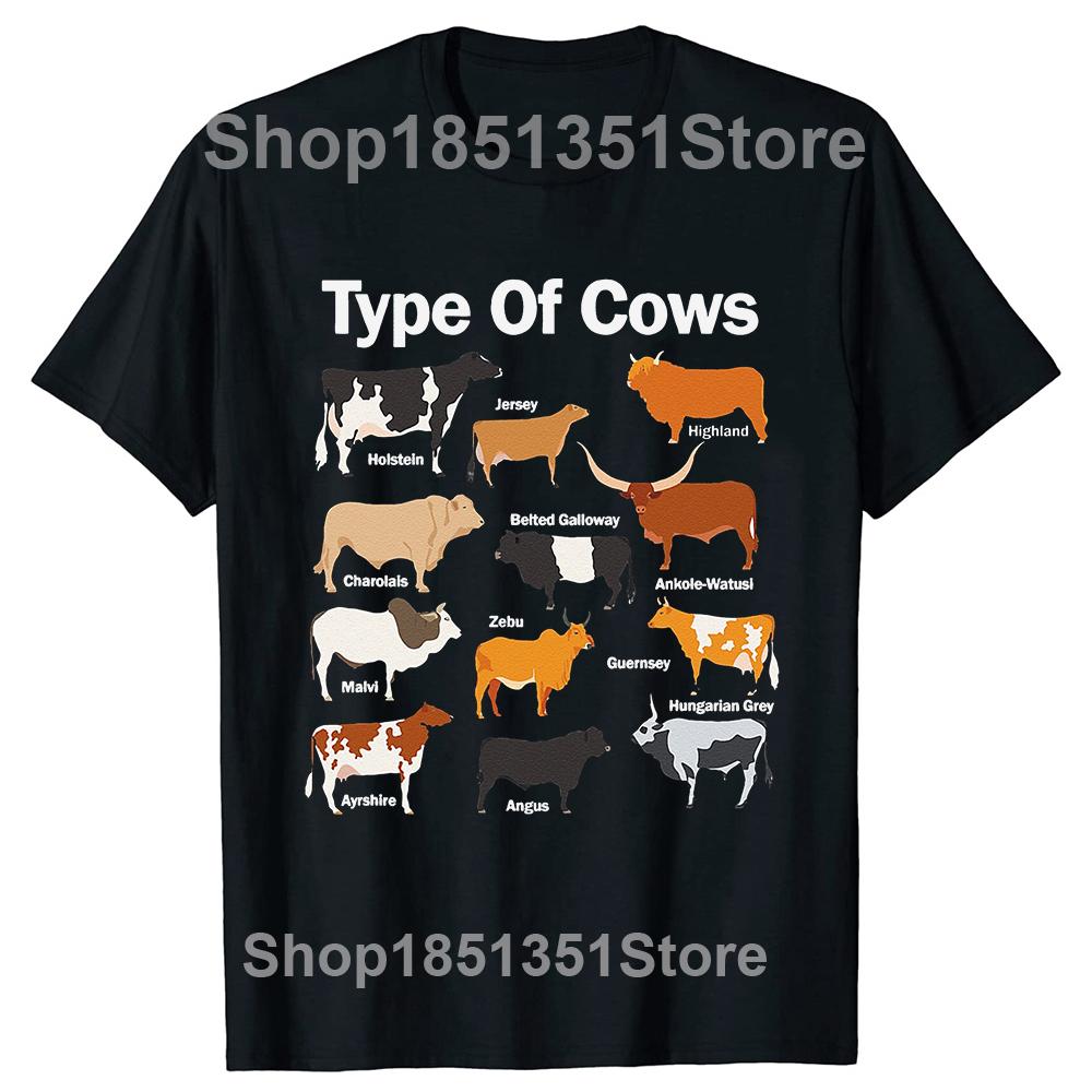 Types Of Cows Farmer Costume Cow Farming Farm Retro T Shirts Summer Graphic Cotton Streetwear Gifts Tshirt Mens Clothing