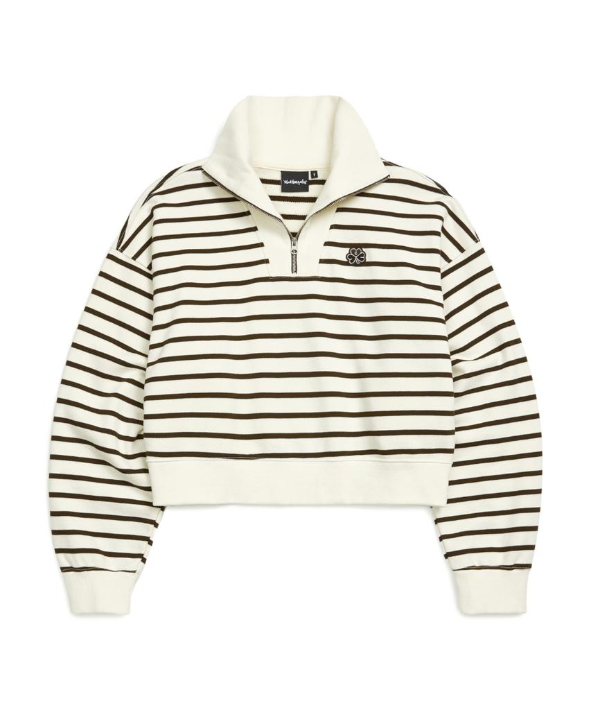 MARK GONZALES Women'S Club Striped Half-Zip Sweatshirt - Ivory