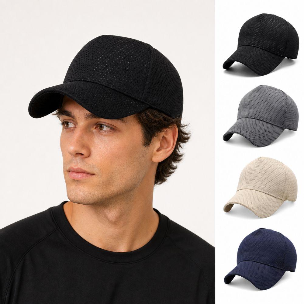 Curved Brim Breathable Baseball Cap Adjustable Mesh Dad Hat Quick Dry Sun Hat Travel Accessories