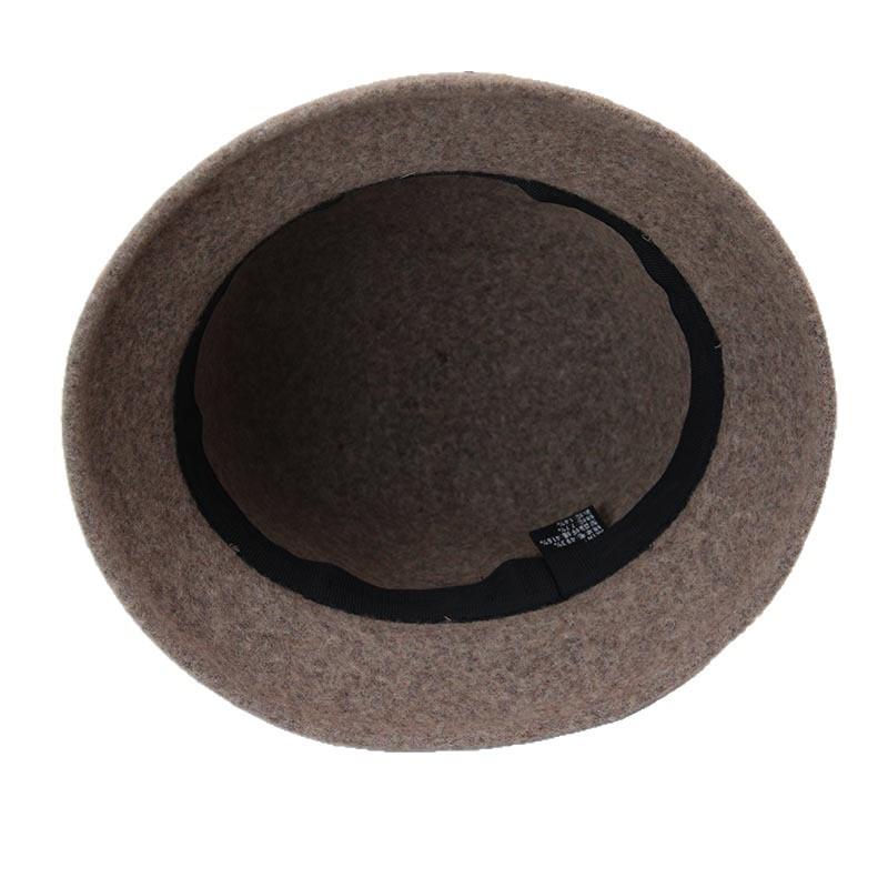 Middle-aged women's elegant wool top hat with diamonds, satin bow, basin hat, autumn and winter outdoor cold-proof mother's old lady hat