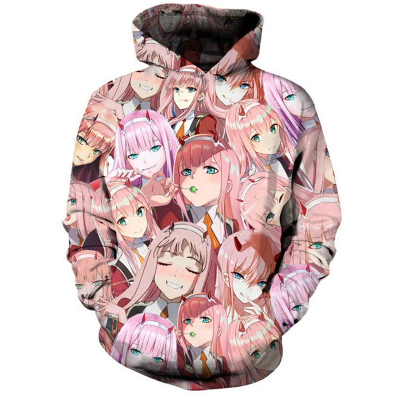 Уютное и стильное аниме худи унисекс с рисунком Zero Two из Darling In The Franxx
