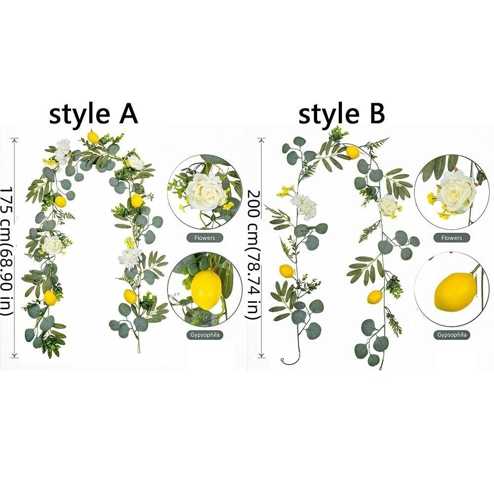 Realistic Artificial Lemon Garland Eucalyptus Leaves Simulation Lemon Vine Kitchen Decor