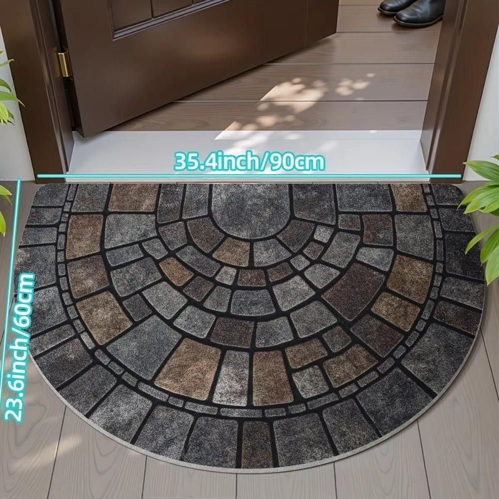 Absorbent Half-Circle Door Mat Soft Non-Slip Floor Mat Unique Semi-Round Entry Mat  Front Door