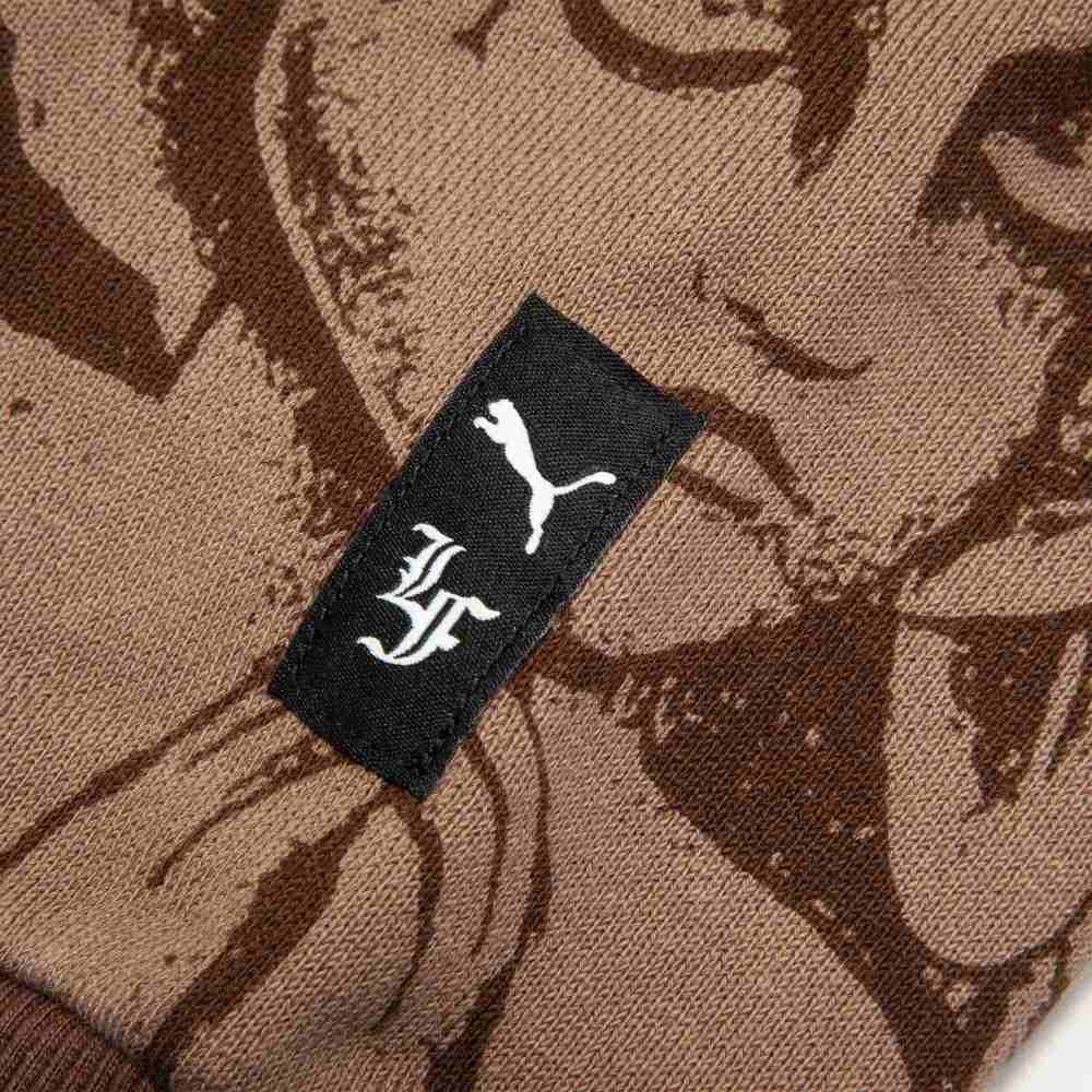 Puma Hoops X Lafrance Angel Pattern Contrast Hooded Long Sleeve Sweatshirt Men Hoodie Brown Green 625664-01