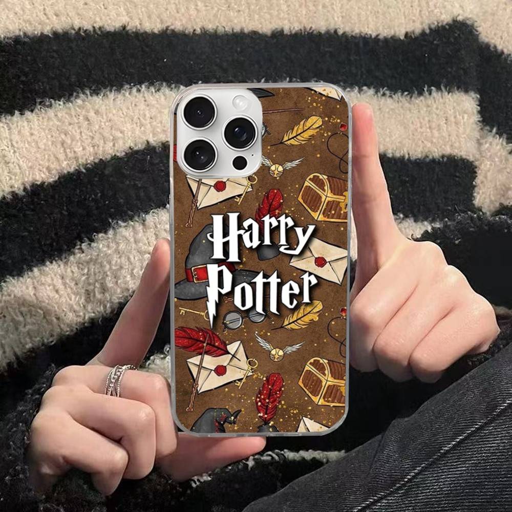 Ataff Harryr P-Potter Logo For iPhone 17 Air 16 15 14 13 12 11 Pro Max Plus Phone Case Silvery Satin Glossy Surface