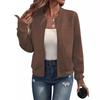Autumn Winter Solid Color Zipper Jacket Baseball Collar Casual Coat for Women Long Sleeve Jackets & Coats
