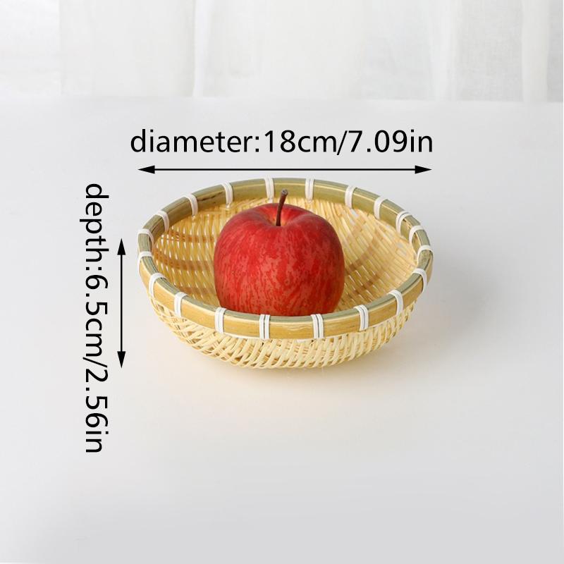 Bamboo Woven Dustpan Round Drain Household Vegetable Basket Fruit Basket Storage Basket