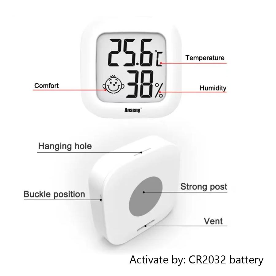 Digital LCD Thermometer Hygrometer, Mini Temperature Humidity Monitor for Home, Rooms and Vehicles