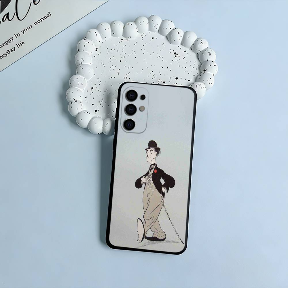 Чехол для телефона с Чарли Чапли для Samsung S25, S24, S21, S22, S23, S30, Ultra, S20, Plus, Fe, Lite, Черный Мягкий Силикон