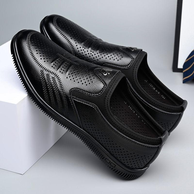 Leather Shoes Men's Summer Leather Cowhide Men's Business Casual Leather Shoes Soft-soled Foot Cover Non-slip Shoes Men