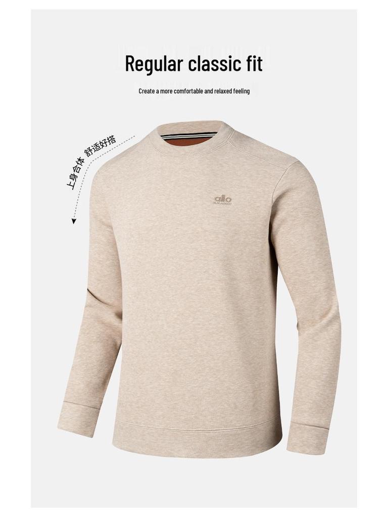 Мужская модная худи с круглым вырезом и длинным рукавом, 2025 Зима - Трендовая, универсальная, однотонная, повседневная одежда