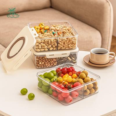 Пластиковый контейнер для хранения продуктов с разделителями, сохраняющий свежесть, пыленепроницаемый, с крышкой и ручкой, герметичный контейнер для хранения продуктов.