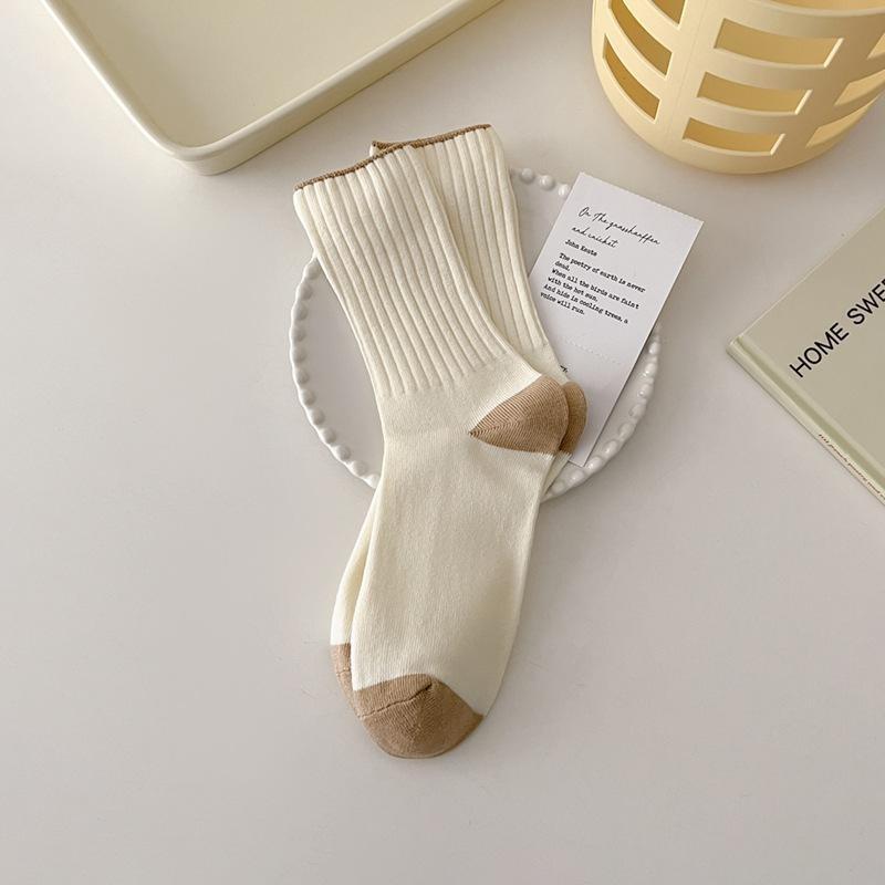 Кремовые носки для женщин без косточек средней длины универсальные свободные носки женские дезодорирующие носки для родов спортивные носки