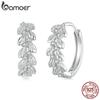 BAMOER Solid 925 Sterling Silver Leaves Flower Hoop Earrings for Women Cluster Flower Hoop Earrings For Women Girl Fine Jewelry