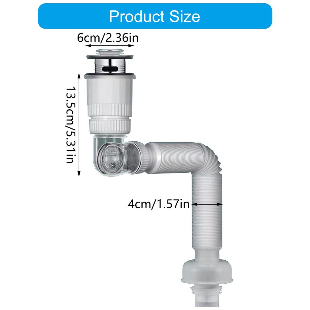 Rotatable Anti Odor Drain Pipe Easy To Install & Clean ABS Rotating Drain Pipe Bathroom Accessory for Washbasin & Sink