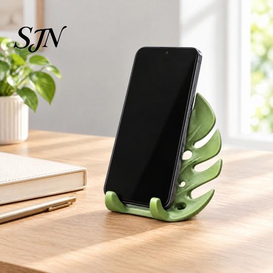 Vertical And Horizontal Phone Cradle 3D Printed Monstera Leaf Holder, Cute Desktop Cell Stand, Decorative Tropical Aesthetic Desk Gadgets for