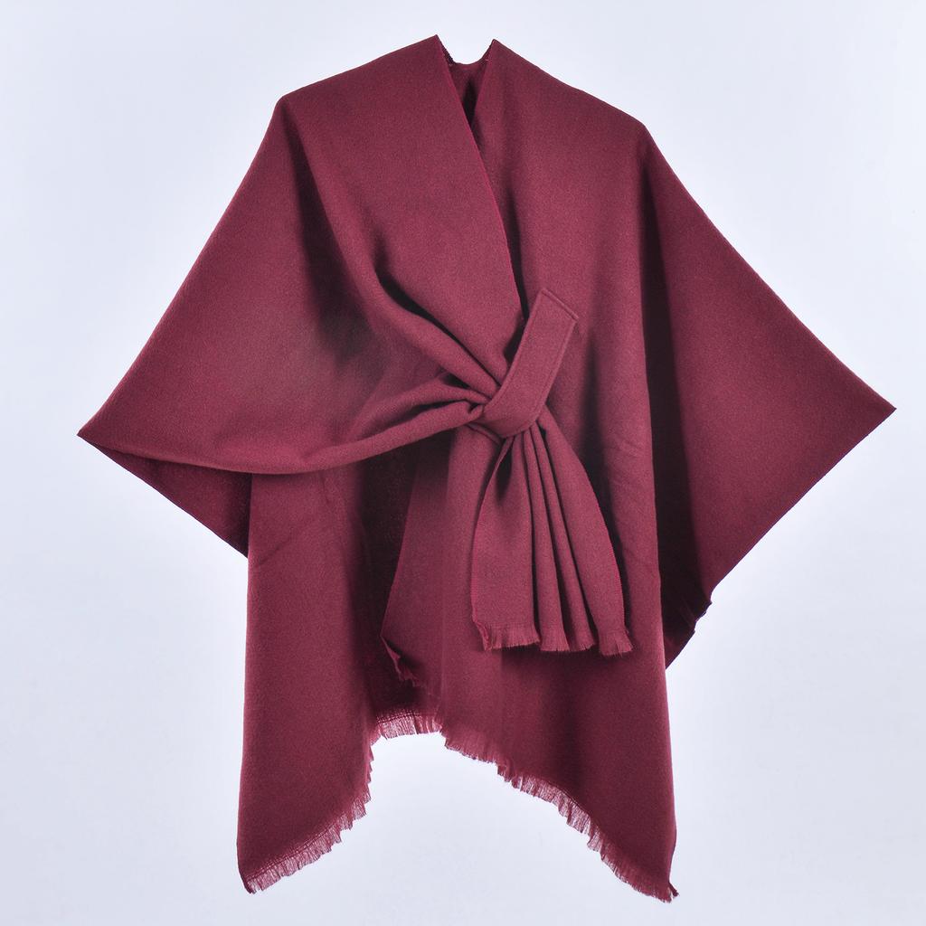 Ladies' Fashionable Warm Cloak, Double-sided Solid Color Slit, Imitation Cashmere, Draped Over Shawl
