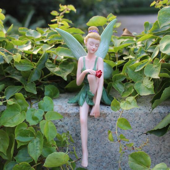 Фигурка Феи цветов Юшэн, расписанная, сидящая, статуэтка феи, садовая скульптура феи для украшения комнатных и уличных кашпо, бонсай