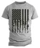 Rifle Flag T-Shirt Distressed American USA Gun Flag Patriotic Shirts for Men