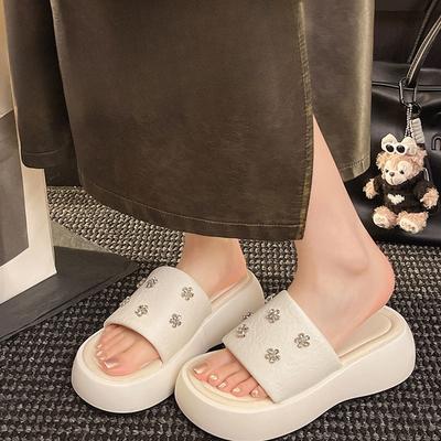 Туфли на платформе, тапочки на толстой подошве с увеличением высоты, пляжные шлепанцы через плечо