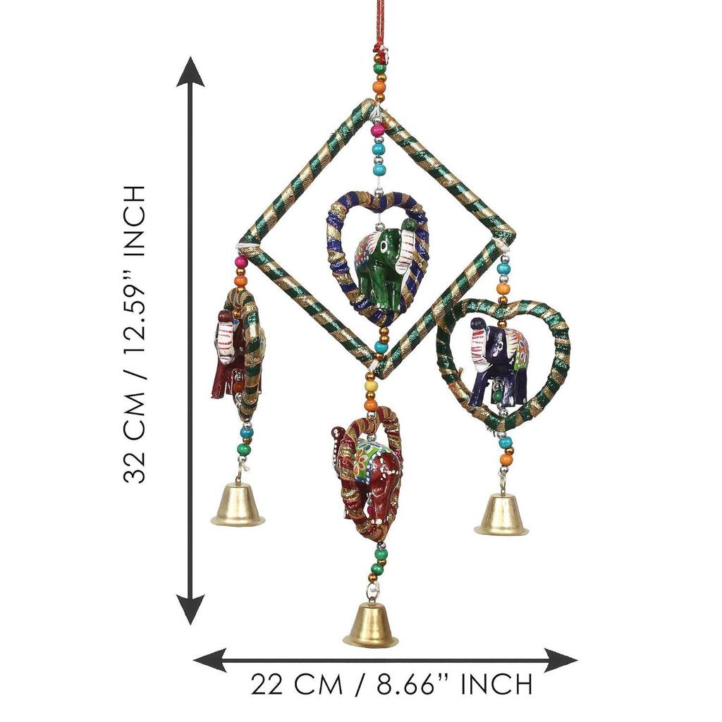 Handcrafted Decorative Elephant Wall/Door/Window Hanging Bells. New