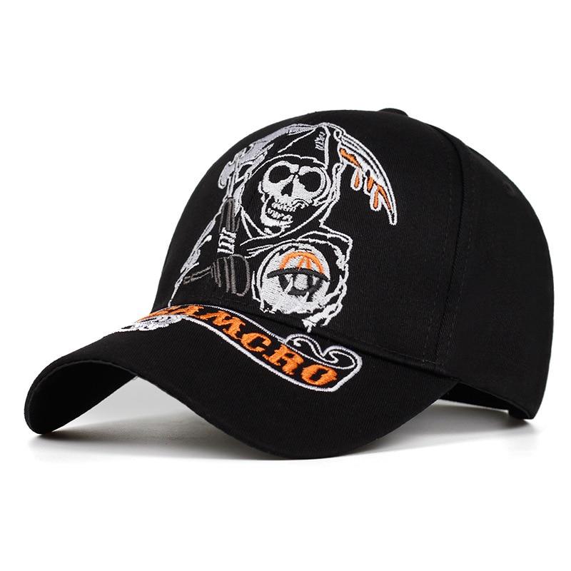 Samcro Baseball Cap Soa Sons Of Anarchy Skull Embroidery Casual Snapback Hat Fashion High Quality Racing Motorcycle Sport Hat