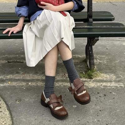 Версия из овчины~ Британский стиль, кожаные туфли-лоферы с бахромой, на толстой подошве, женские осенние, на плоской подошве, одинарные