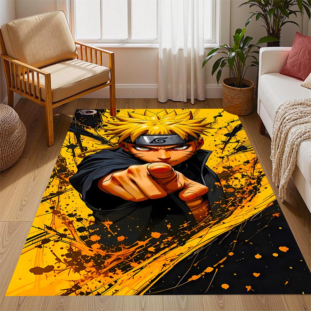 Naruto: Team Bonding Adventure Themed Anti-Slip Rugs - Polyester Home Decor, Suitable for Bedrooms, Living Rooms, Doorways, Studios, and Decorations