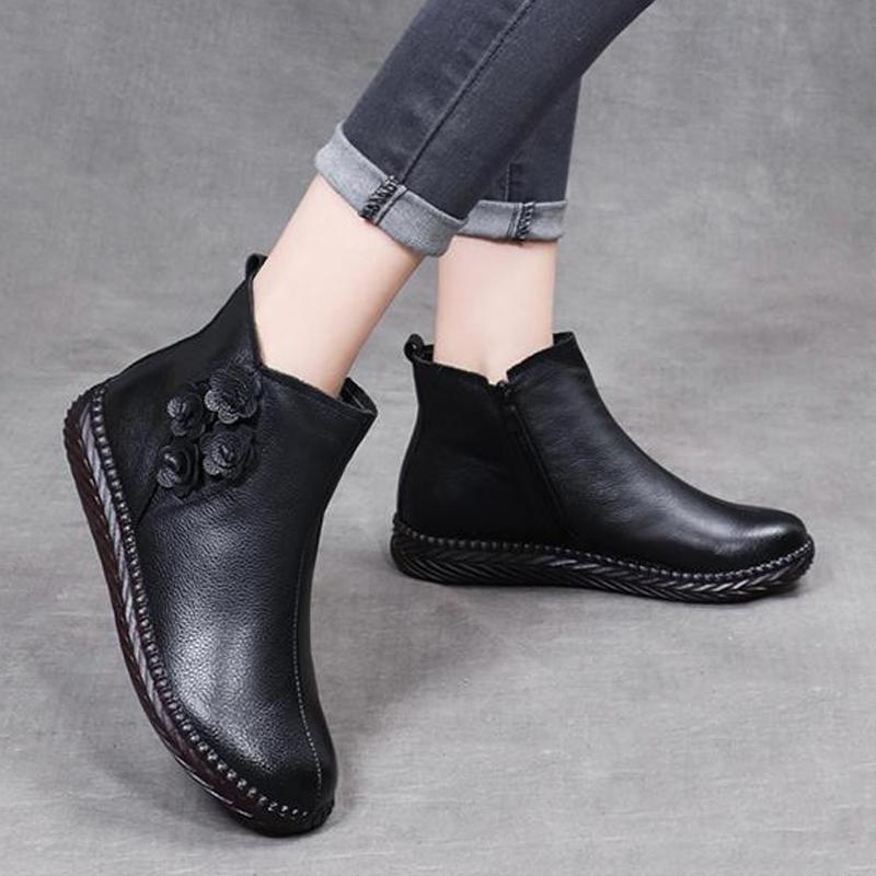 Осенние и зимние сапоги женские теплые плюшевые на низком каблуке теплые короткие сапоги удобные плоские ботильоны для женщин мягкие