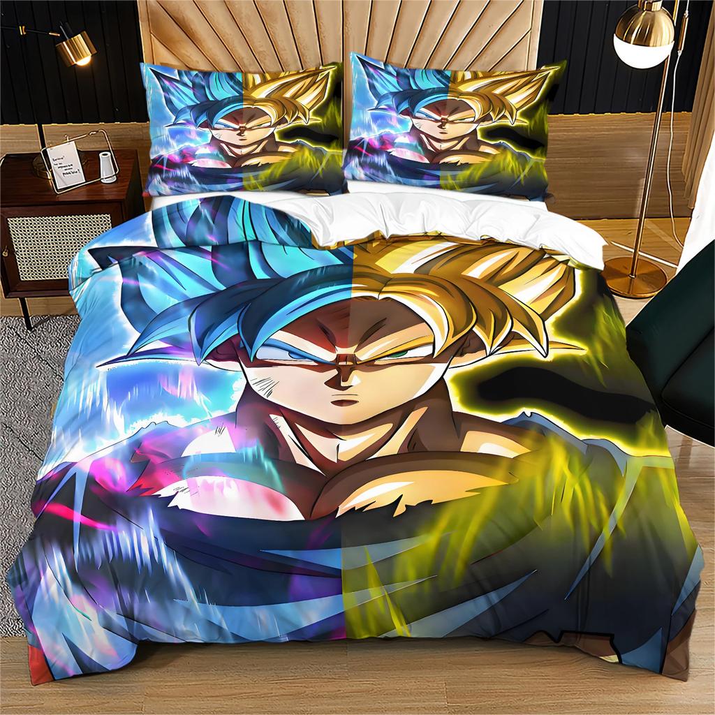Anime 3D-Dragon-Ball Pattern Bedding Set Pillowcases 2/3pcs Duvet Cover Kids Teen Bedroom All Season Decorative Bed Set