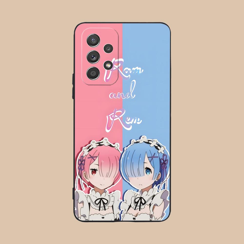Чехол ReZero Rem Ram Матовый ТПУ для мобильного телефона Samsung Galaxy M55 54 42 35 34 33 32 23 22 15 14 13 12 F55 5G Цветная обложка