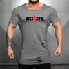 New Muscle Gym Bodybuilding Slim Short Sleeve Print T-Shirt Sports Running Cotton Square Collar Clothes Men's Fitness Ripped T-shirt
