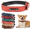 Engravable Microfiber Leather Dog Collar with Adjustable Anti-Lost Tag